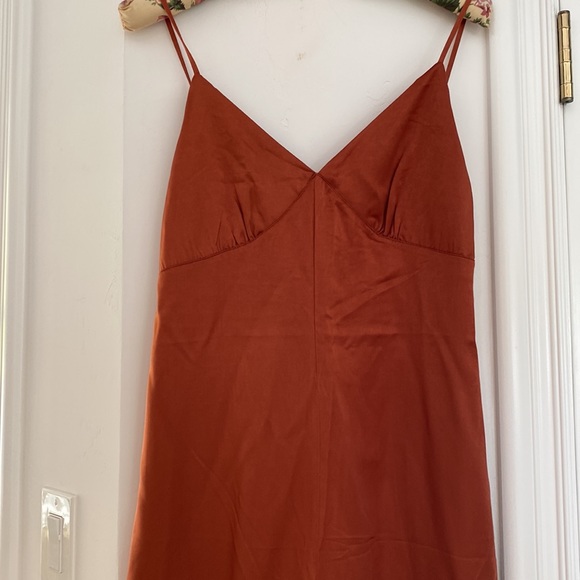 NEW WeWoreWhat Slip Sateen Wide Leg Jumpsuit in Clay Size S NWT - Picture 5 of 10